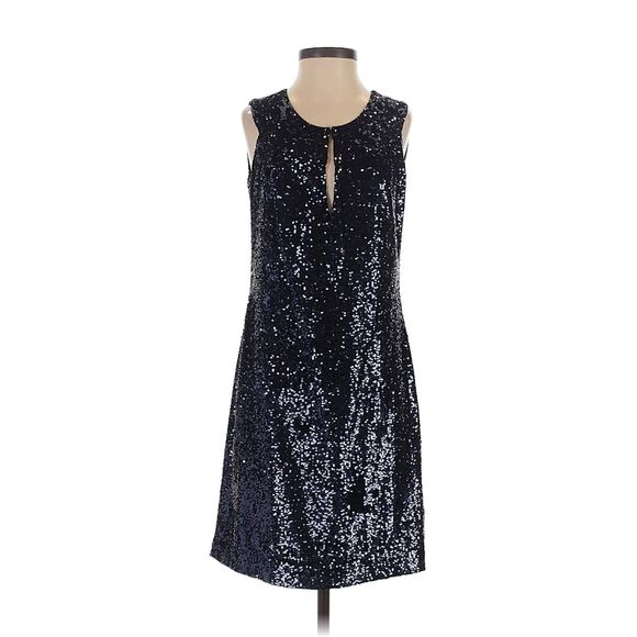 Tory Burch Dresses & Skirts - Tory Burch Sequin Cocktail Dress Womens 2 Sleeveless Metallic Navy Blue Silk NYE
